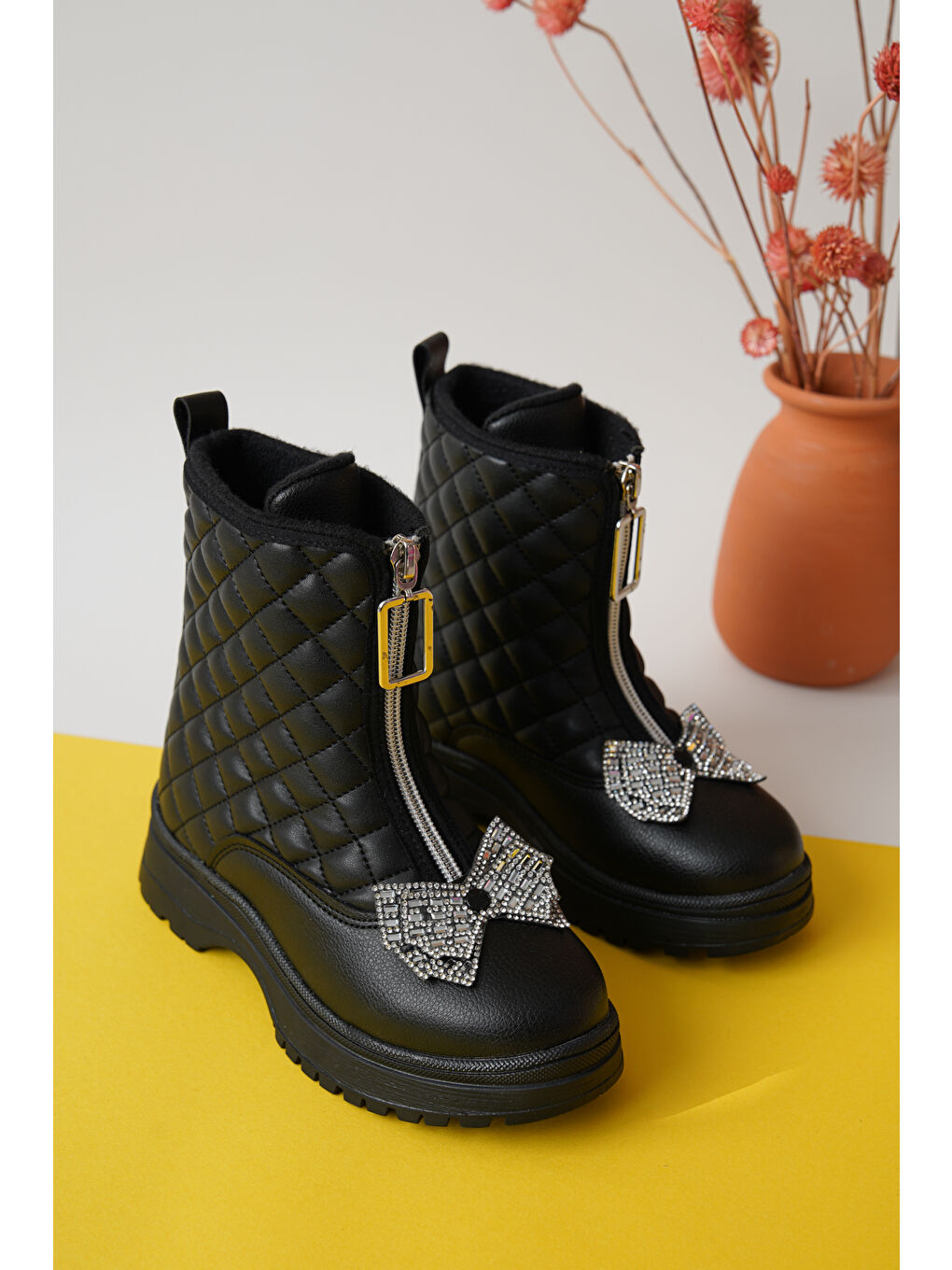 Siyah D083 Günlük Ortopedik Kız Çocuk Soğuk Geçirmez Bot-3