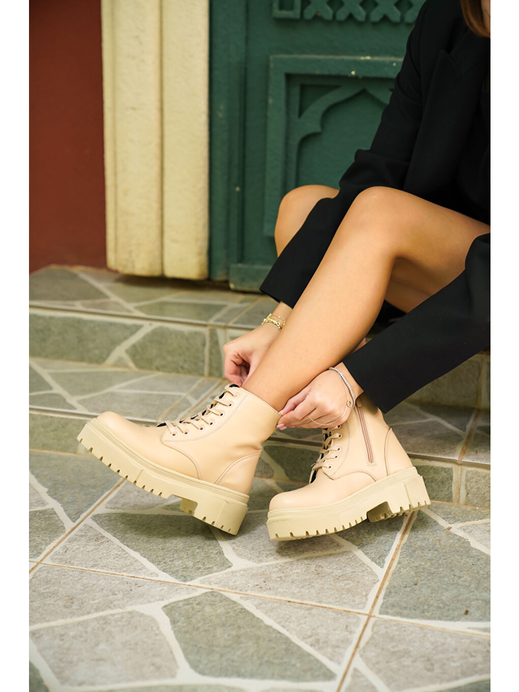 Bej D034 Kadın Soğuk Geçirmez Kışlık Ortopedik Bot-3