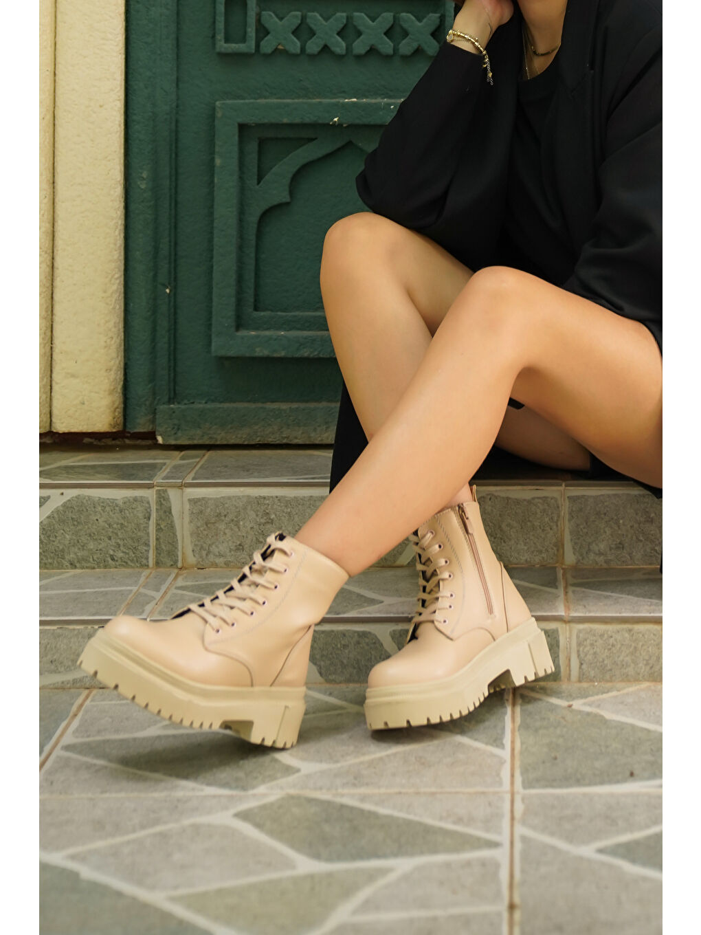 Bej D034 Kadın Soğuk Geçirmez Kışlık Ortopedik Bot-6