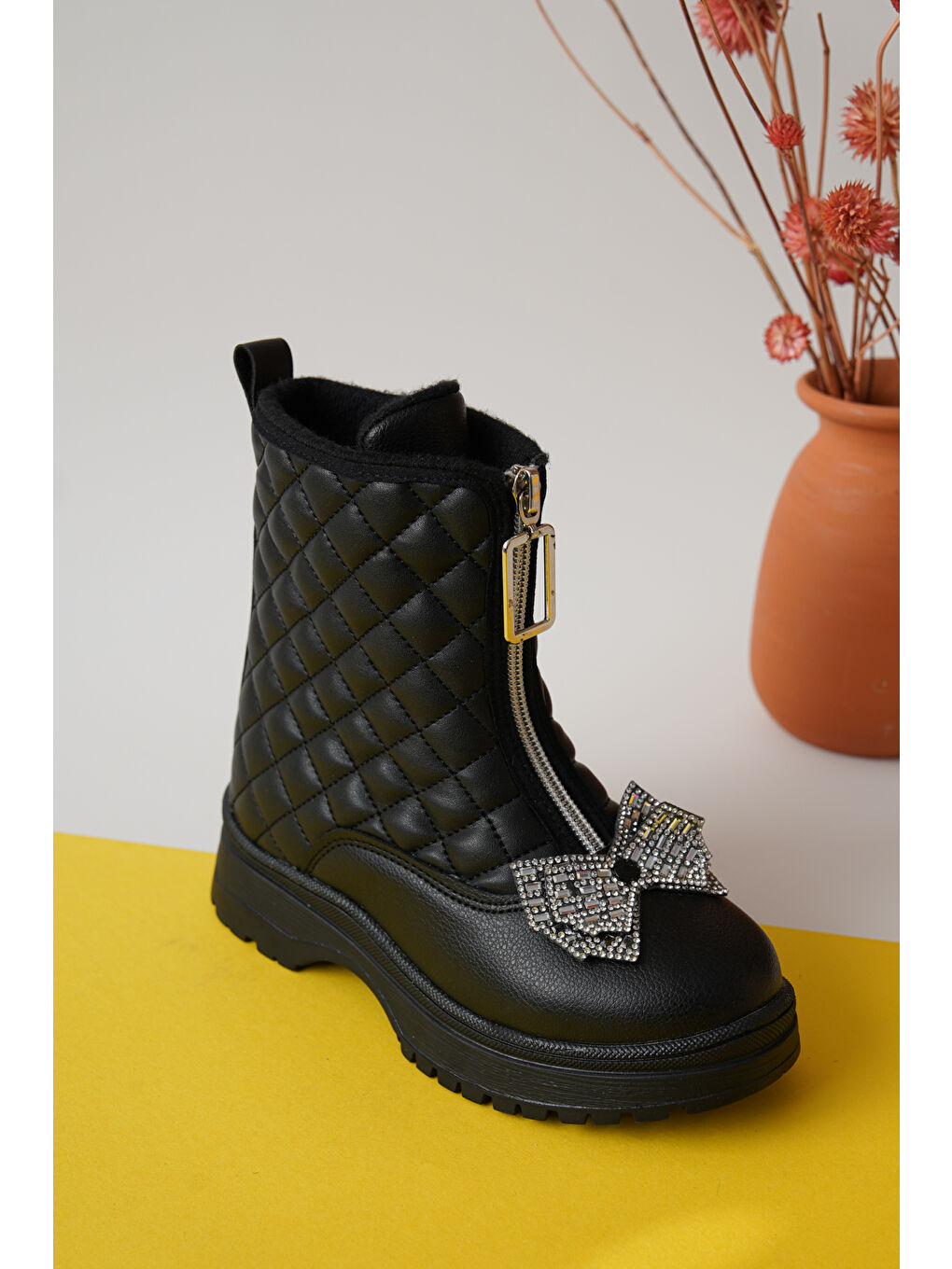 Siyah D083 Günlük Ortopedik Kız Çocuk Soğuk Geçirmez Bot-7