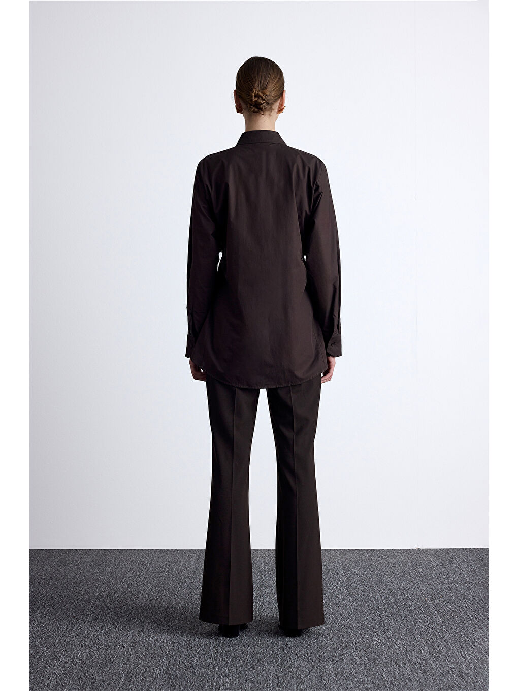 Bel Ayarlamalı Gömlek Kahverengi-6