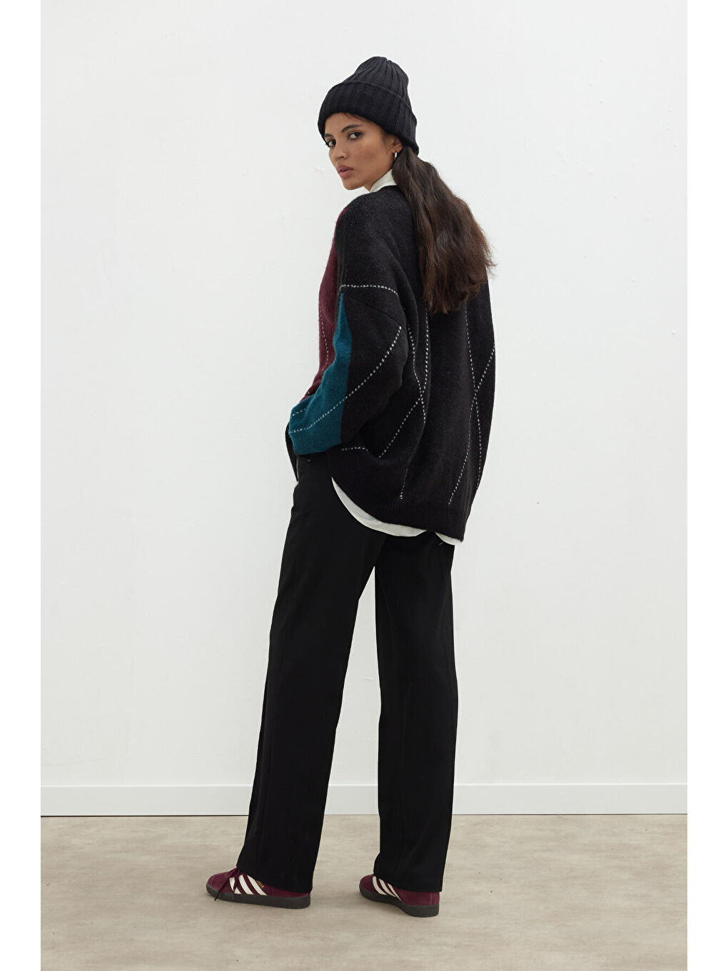 Baklava Desen Triko Kazak Petrol-7