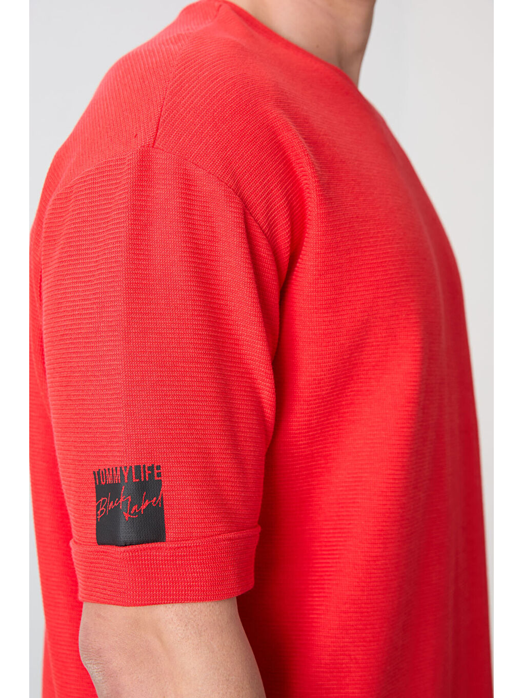 Kırmızı Fiesta Pamuklu Kalın Yüzeyi Dokulu Oversize Fit Basic Erkek Tişört - 88339-2