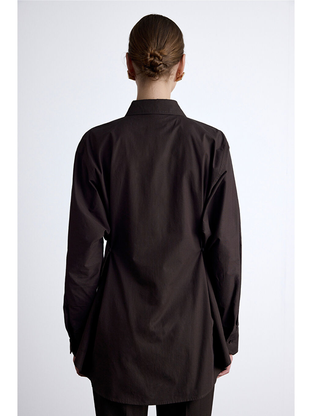 Bel Ayarlamalı Gömlek Kahverengi-7