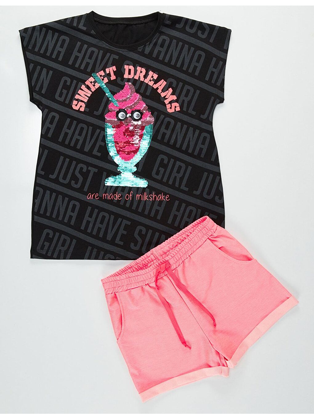 Karışık Sweet Dreams Kız Çocuk Tişört Şort Takım-2