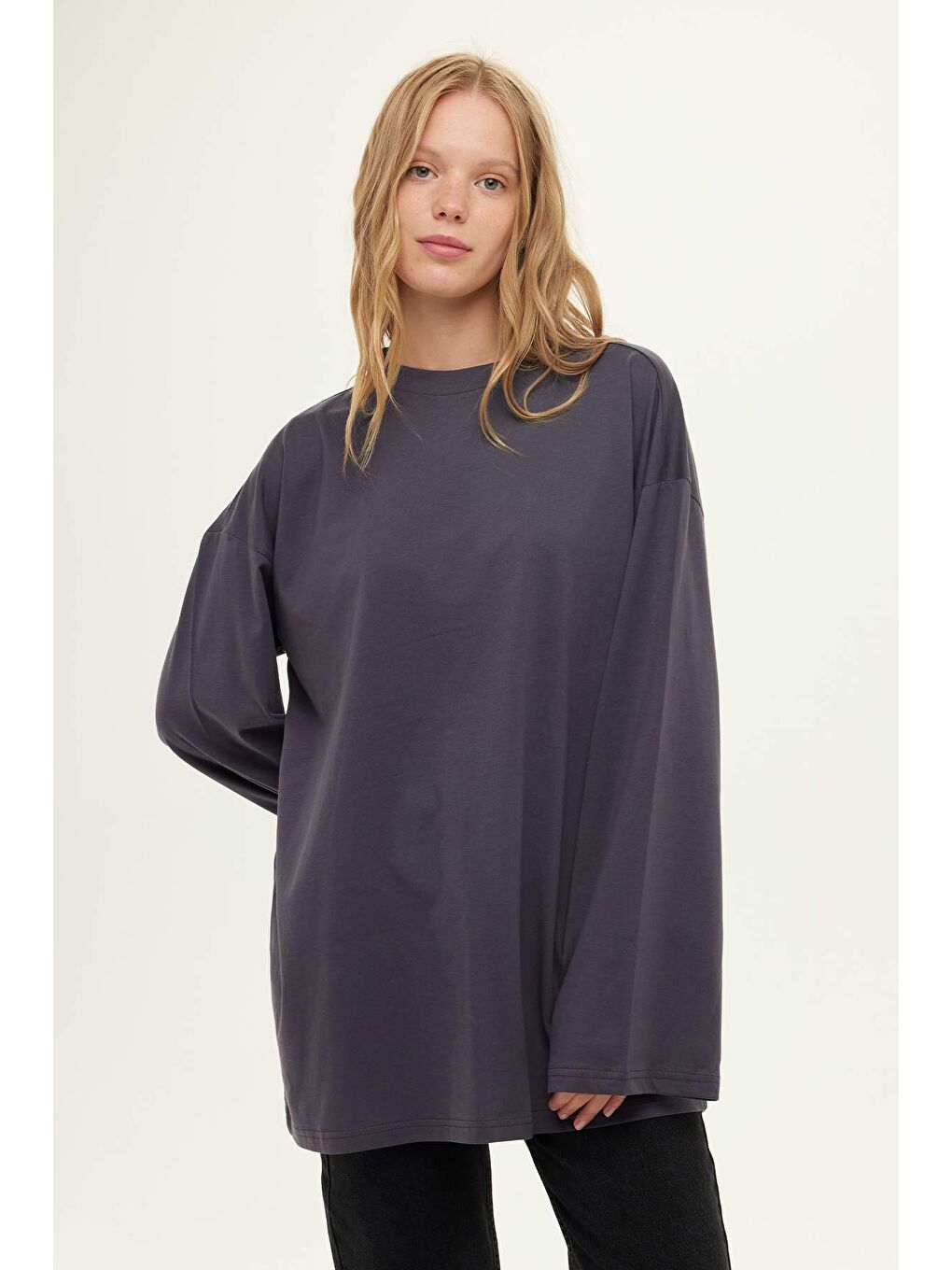 Geniş Kol Oversize Sweatshirt Antrasit