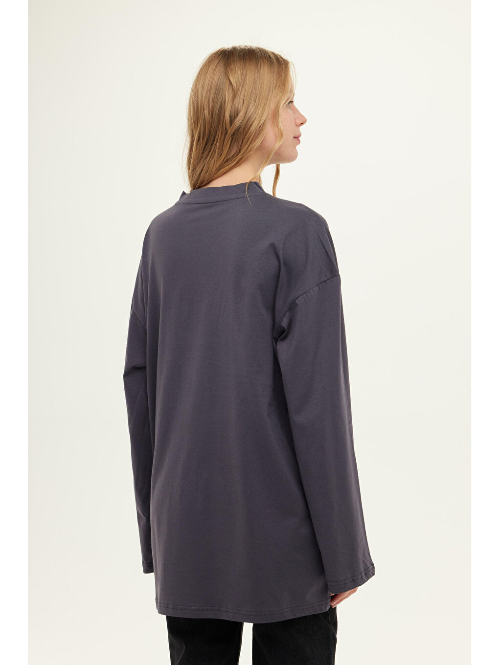 Geniş Kol Oversize Sweatshirt Antrasit-3