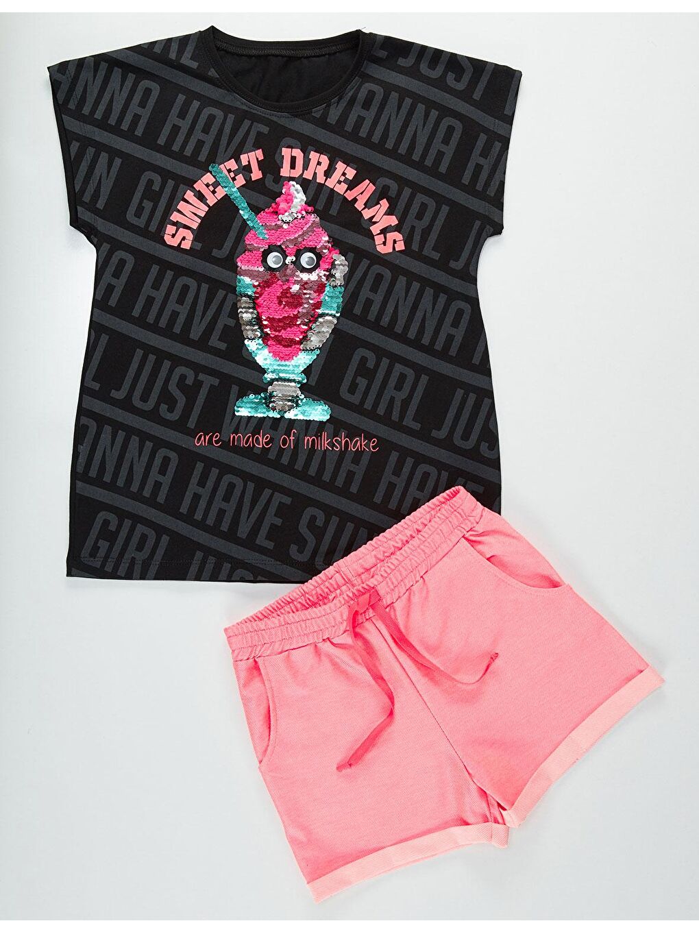 Karışık Sweet Dreams Kız Çocuk Tişört Şort Takım-4