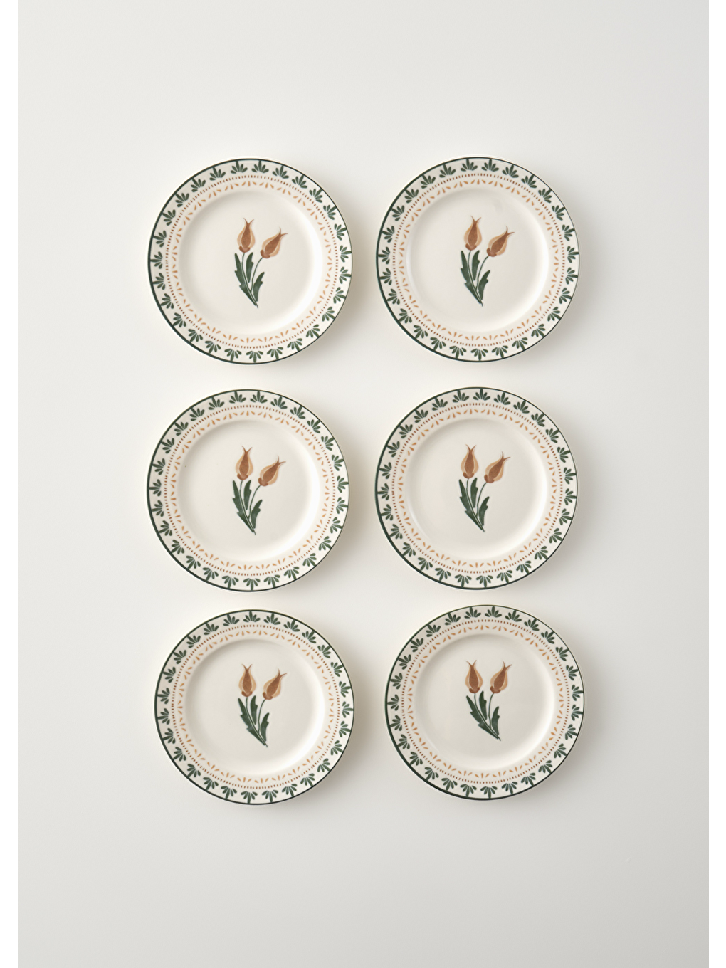 Karışık Tulip Porselen 6'lı Pasta Tabağı Seti (21 Cm)-1