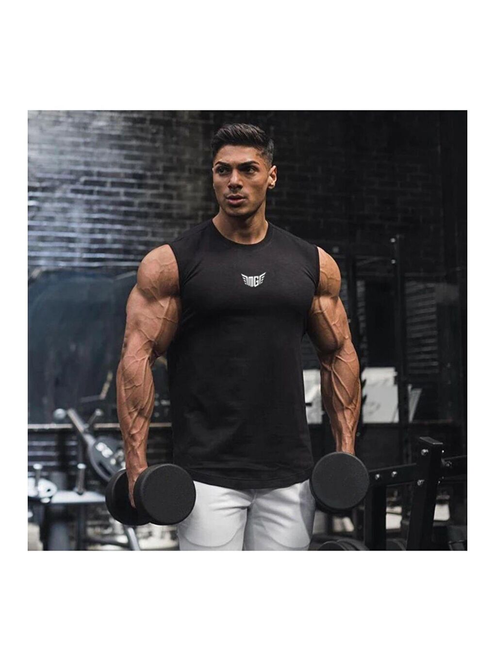 Genius Store Siyah Erkek Nem Emici Hızlı Kuruma Atletik Teknik Performans Sporcu Sıfır Kol Tişört MG-ATLET - 1