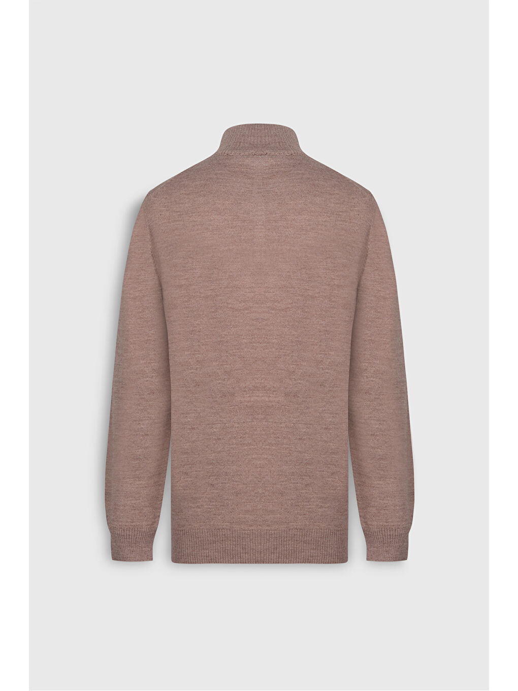 Bej Erkek Vizon Pamuklu Sıcak Tutan Standart Fit Normal Kesim Bato Yaka Triko Kazak-9