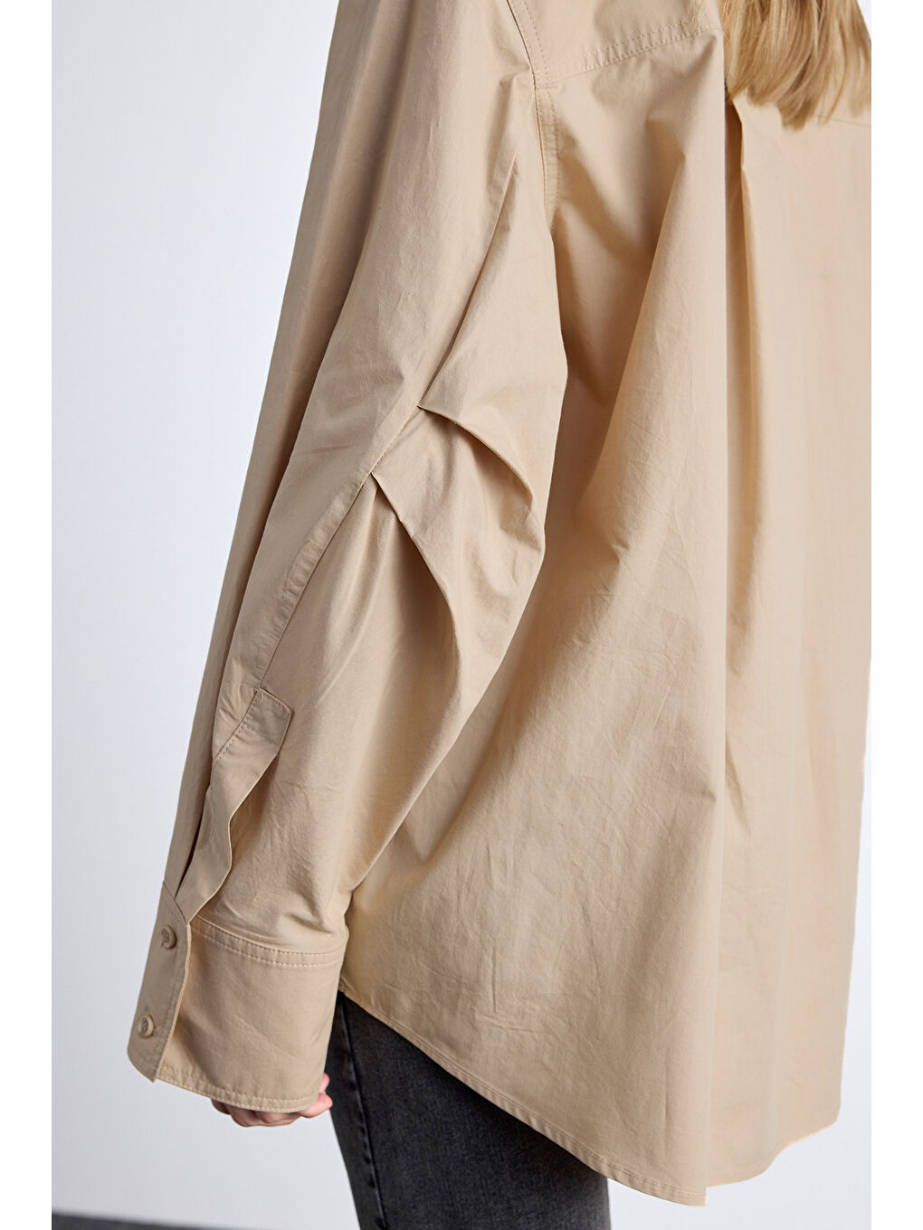 Kahverengi Pile Detaylı Oversıze Gömlek Camel-2