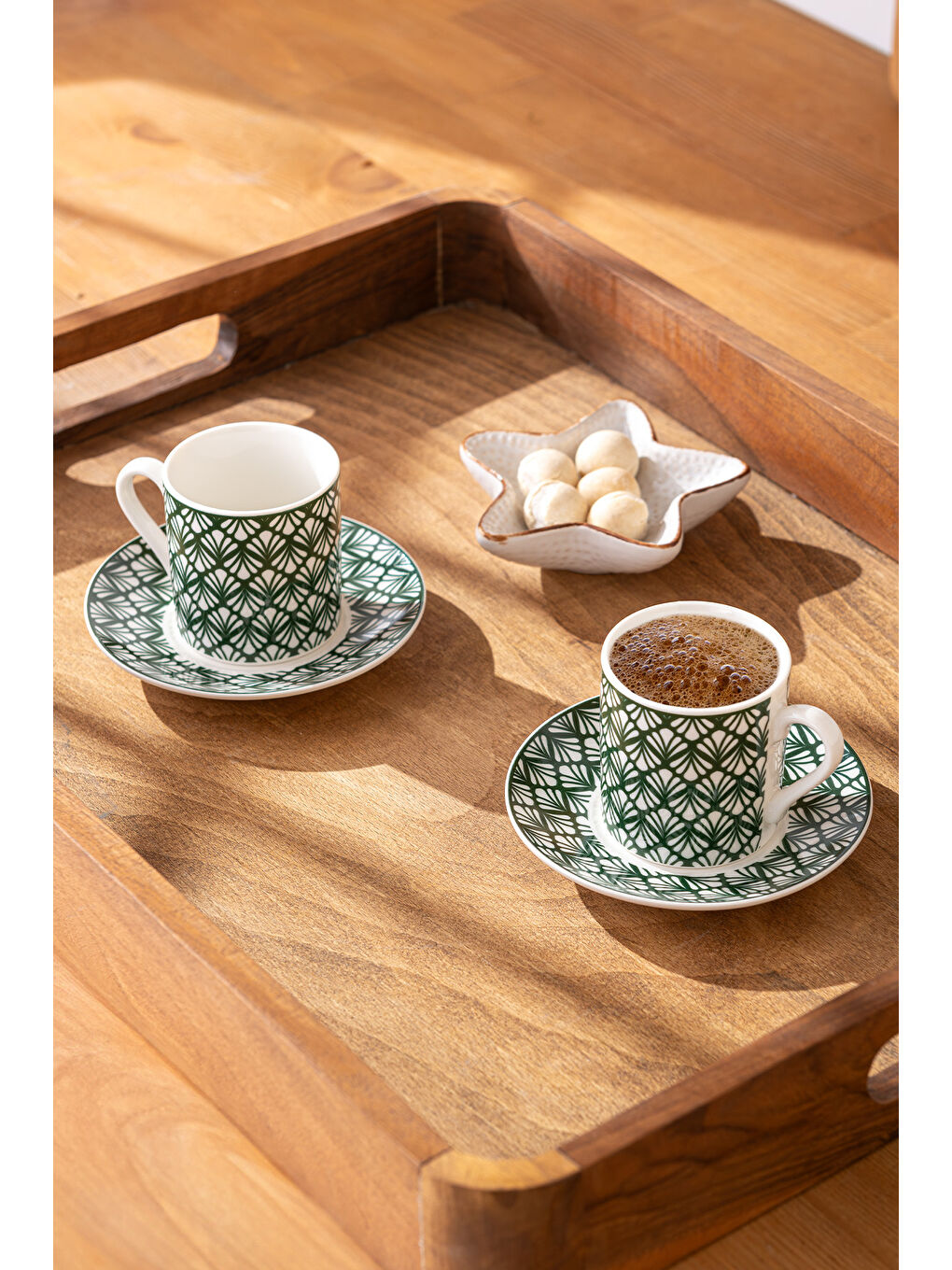 Beyaz Overland New Bone 2 Kişilik Kahve Fincan Takımı 90 ml Yeşil