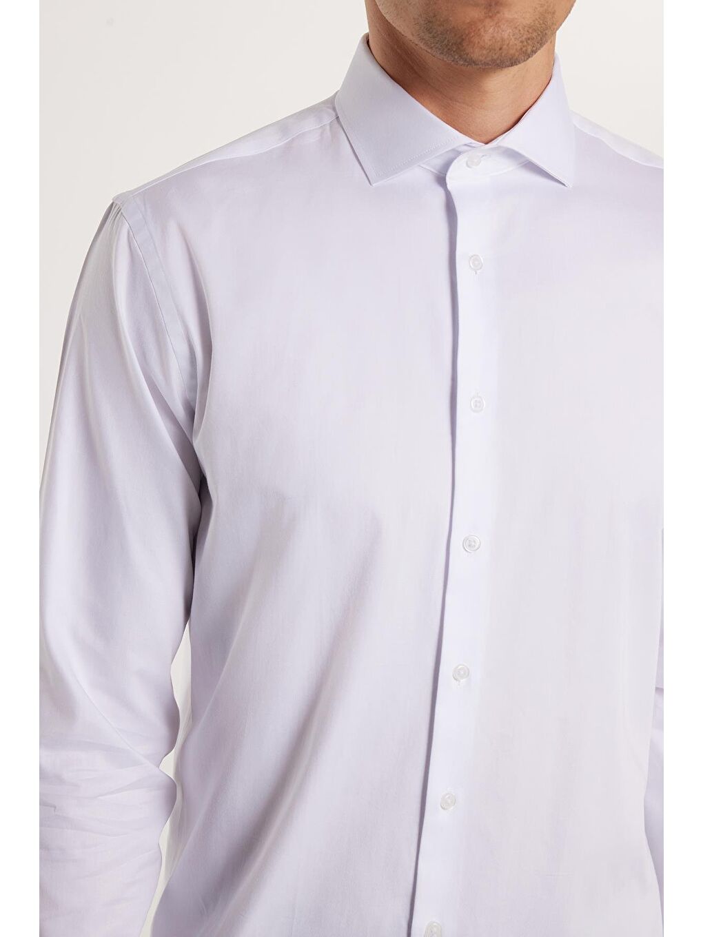 Erkek Slim Fit Dar Kesim  100 Pamuk Pamuk Saten Premium Seri Beyaz %100 Pamuk Gömlek-2