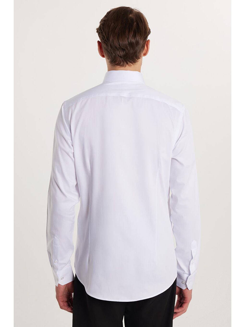 Erkek Slim Fit Dar Kesim  100 Pamuk Pamuk Saten Premium Seri Beyaz %100 Pamuk Gömlek-4