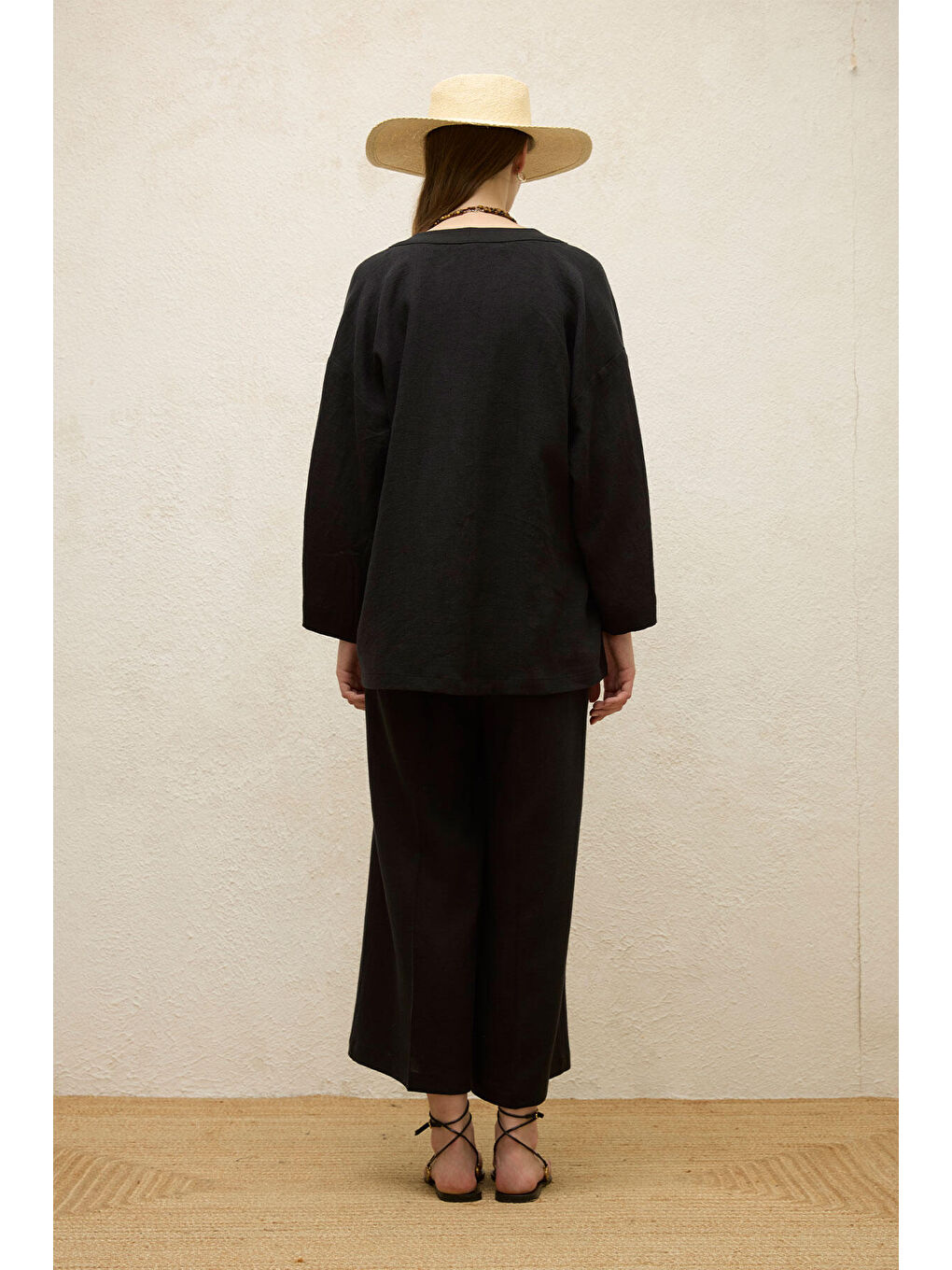 Keten Kimono Siyah-7