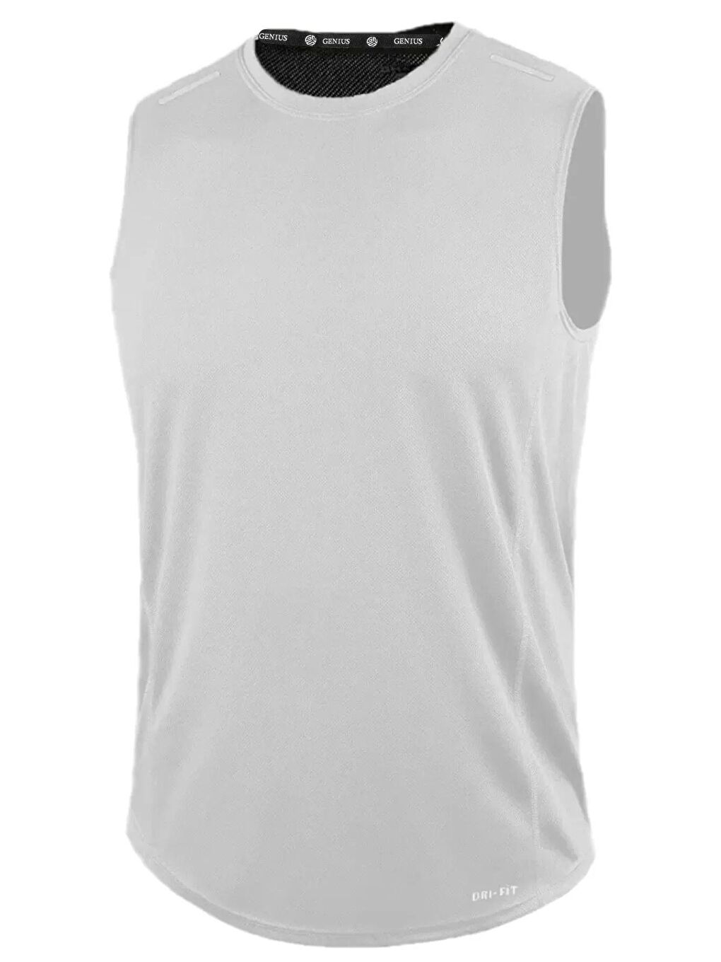 Genius Store Beyaz Erkek Nem Emici Hızlı Kuruma Atletik Teknik Performans Sporcu Sıfır Kol Tişört DRIFIT-SIFIRKOL