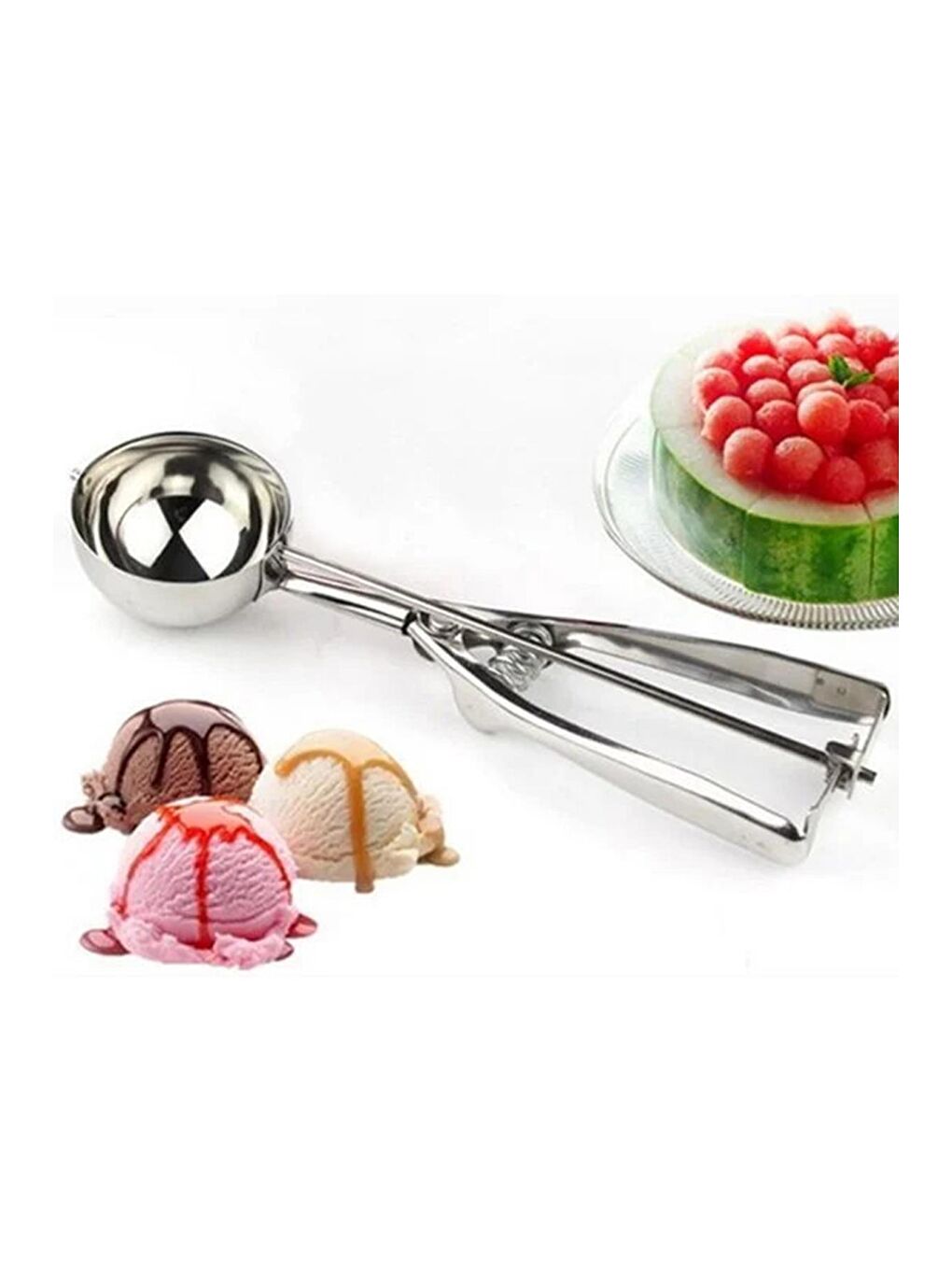Gri 15400 Inox Paslanmaz Çelik Dondurma Kepçesi Helva Kaşığı - Dondurma Helva Servis Sunum Kaşığ-1