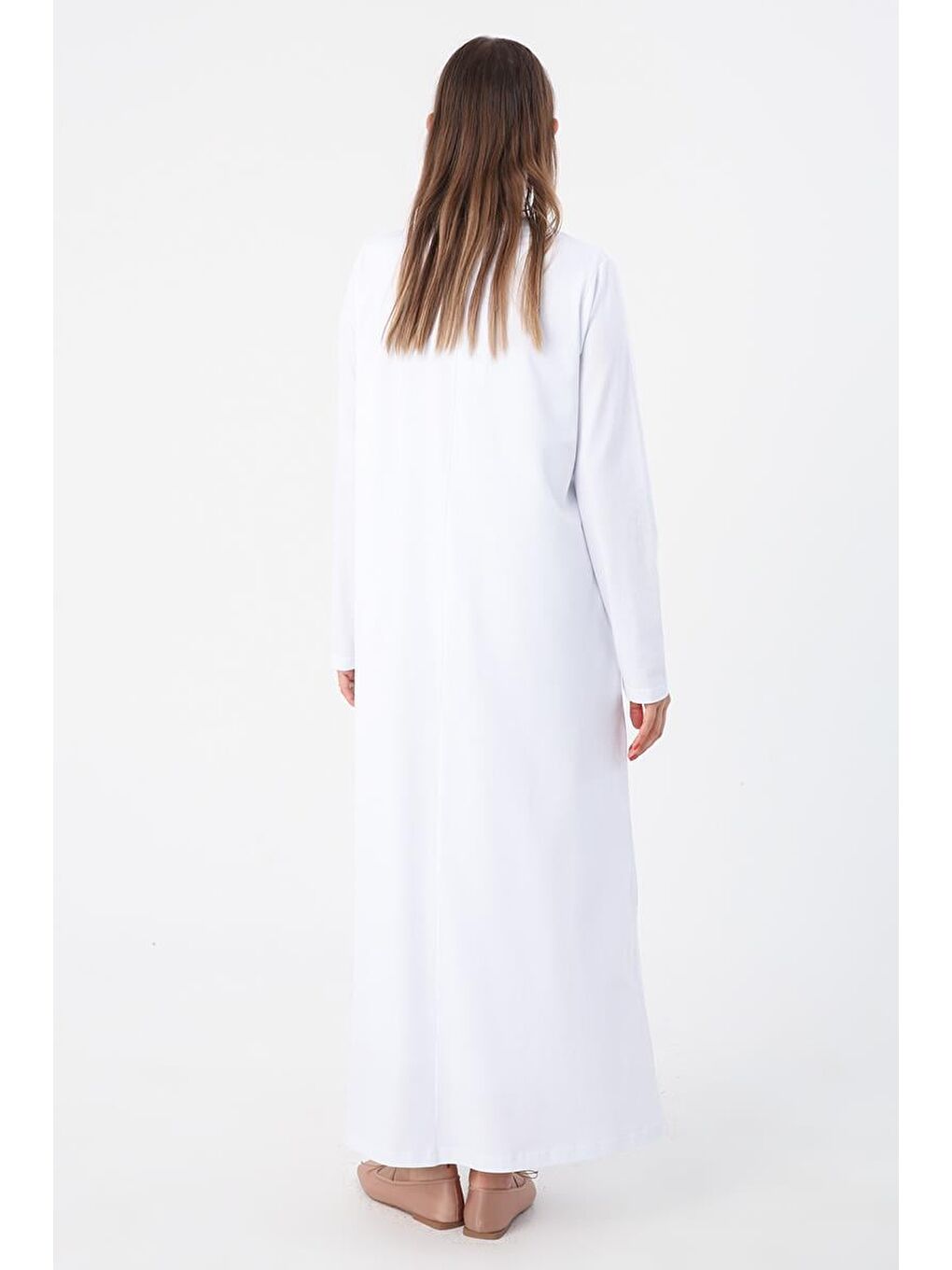 Beyaz Uzun Kollu İçlik Elbise-3