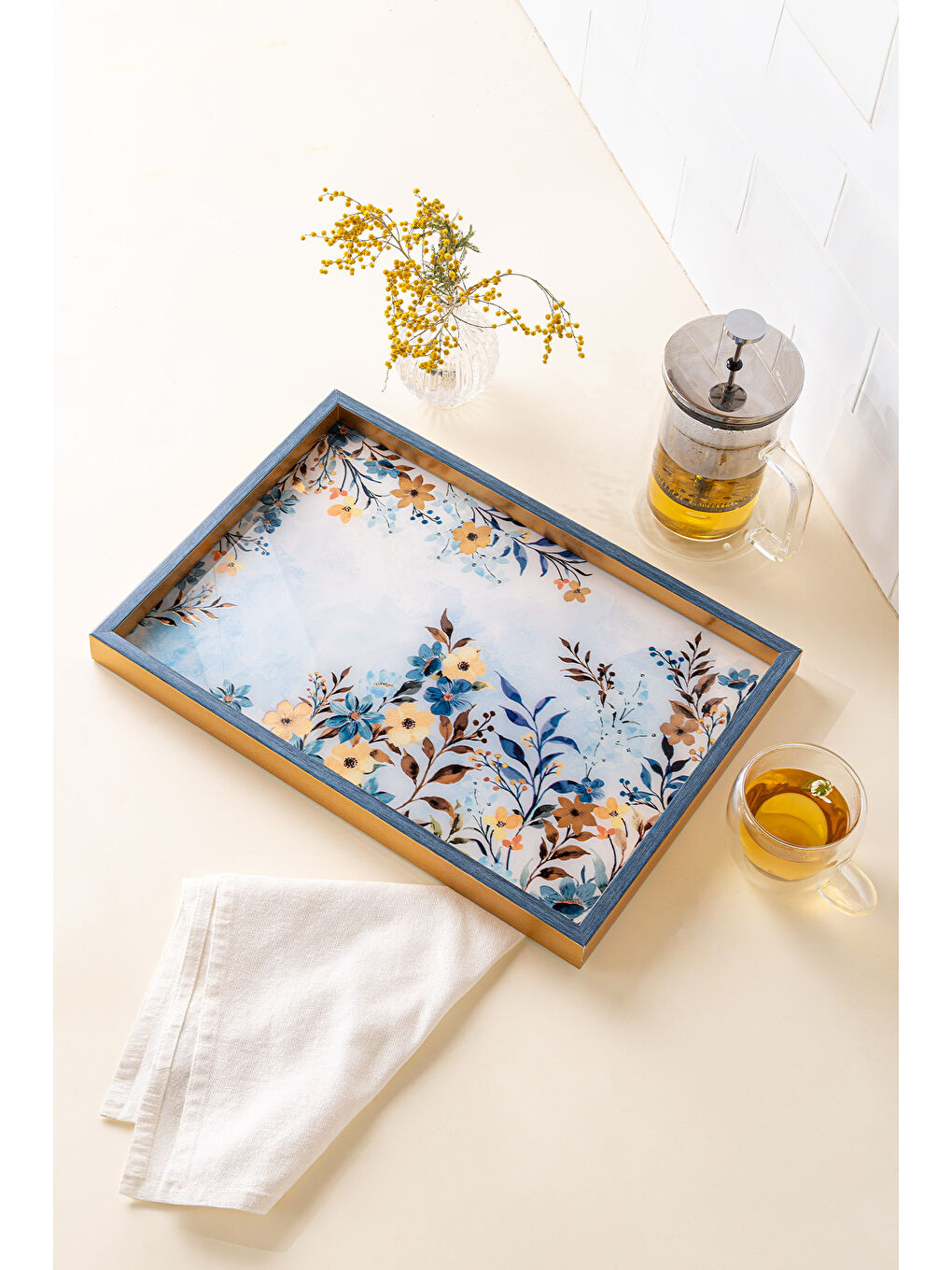 Ekru Alesta Tepsi 31x46 Cm