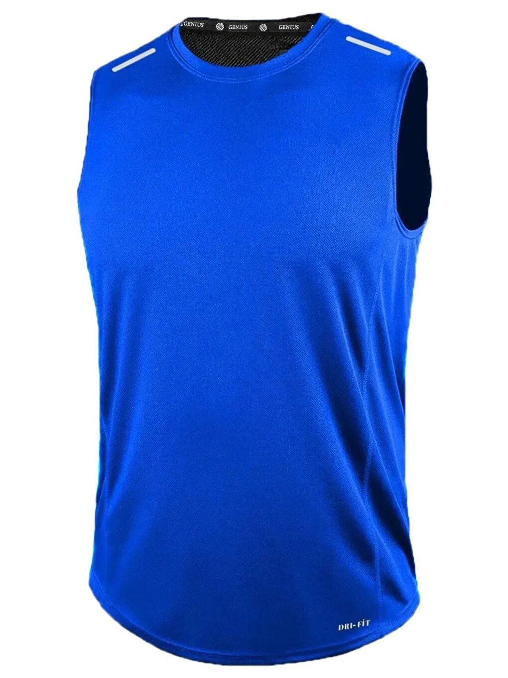 Genius Store Mavi Erkek Nem Emici Hızlı Kuruma Atletik Teknik Performans Sporcu Sıfır Kol Tişört DRIFIT-SIFIRKOL