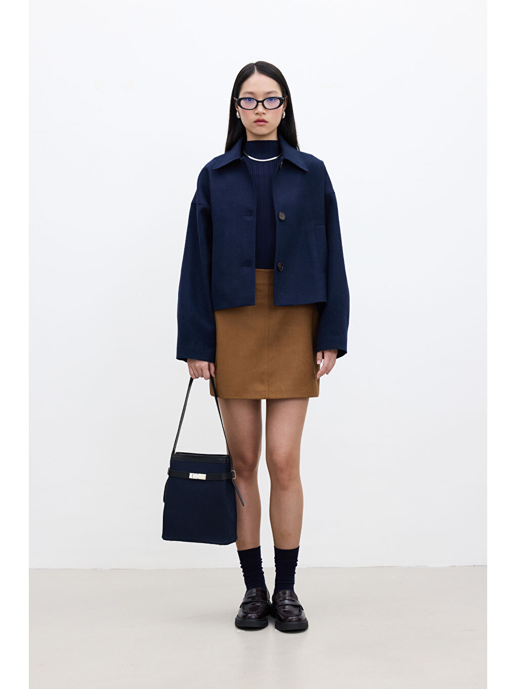 Dori Kısa Kaşe Kaban Lacivert-1