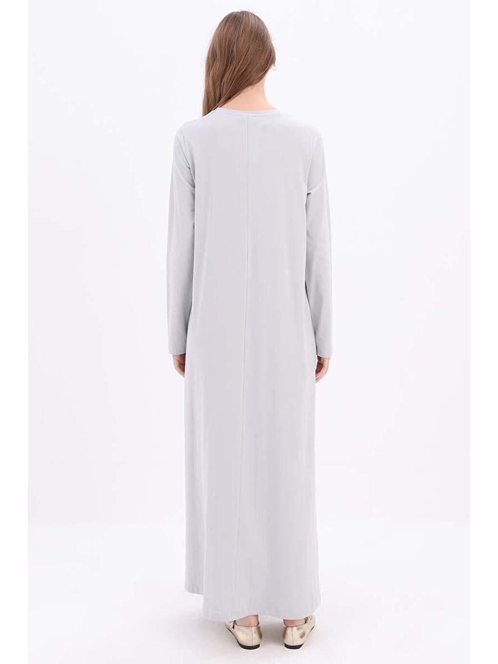 Gri Uzun Kollu İçlik Elbise-3