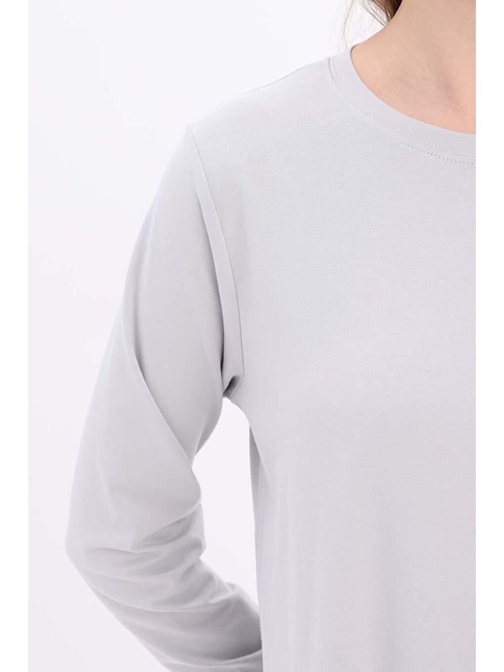 Gri Uzun Kollu İçlik Elbise-5