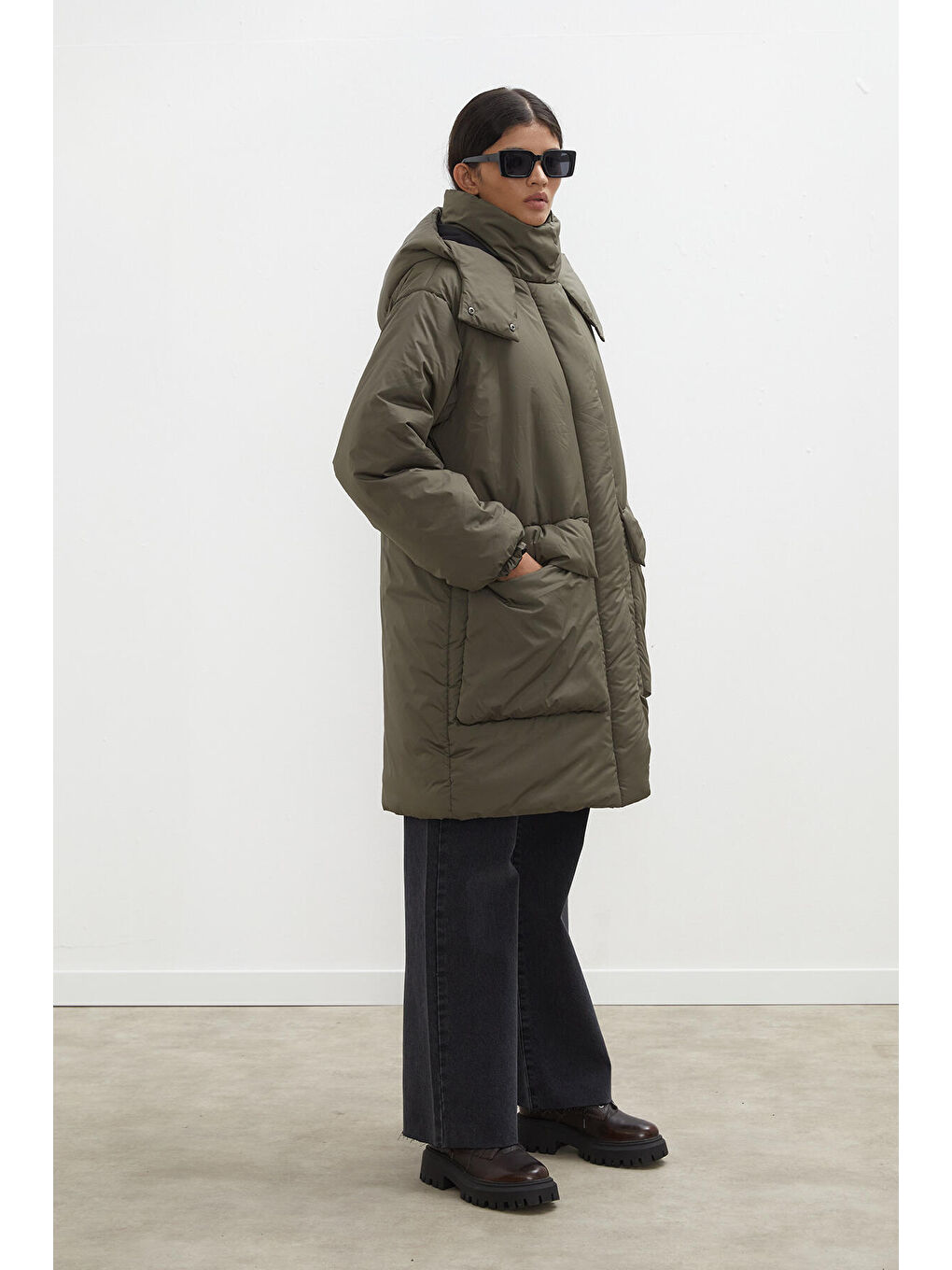 Kapüşonlu Anorak Mont Haki-1