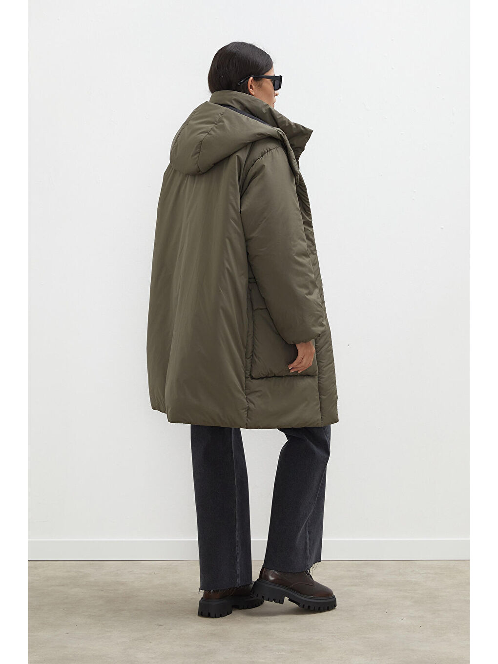 Kapüşonlu Anorak Mont Haki-5