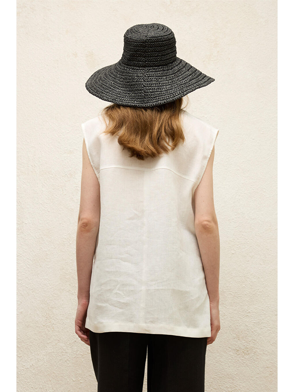 Keten Kolsuz Bluz Ekru-7