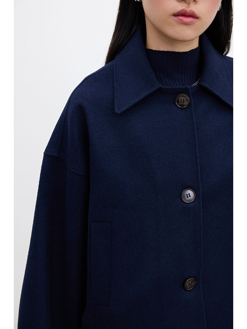 Dori Kısa Kaşe Kaban Lacivert-4