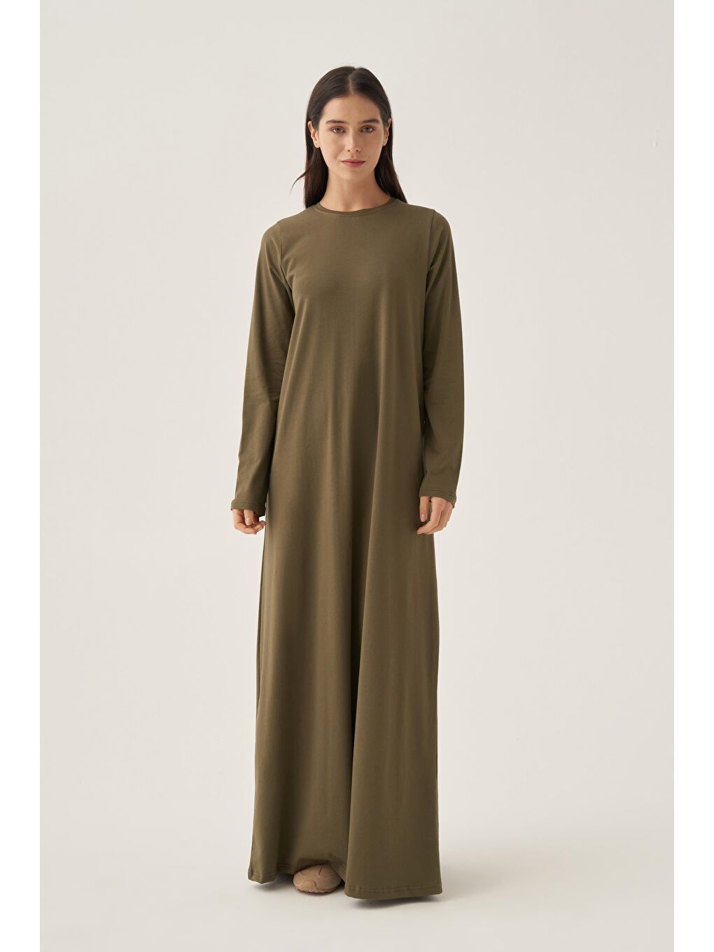 Haki Uzun Kollu İçlik Elbise-1