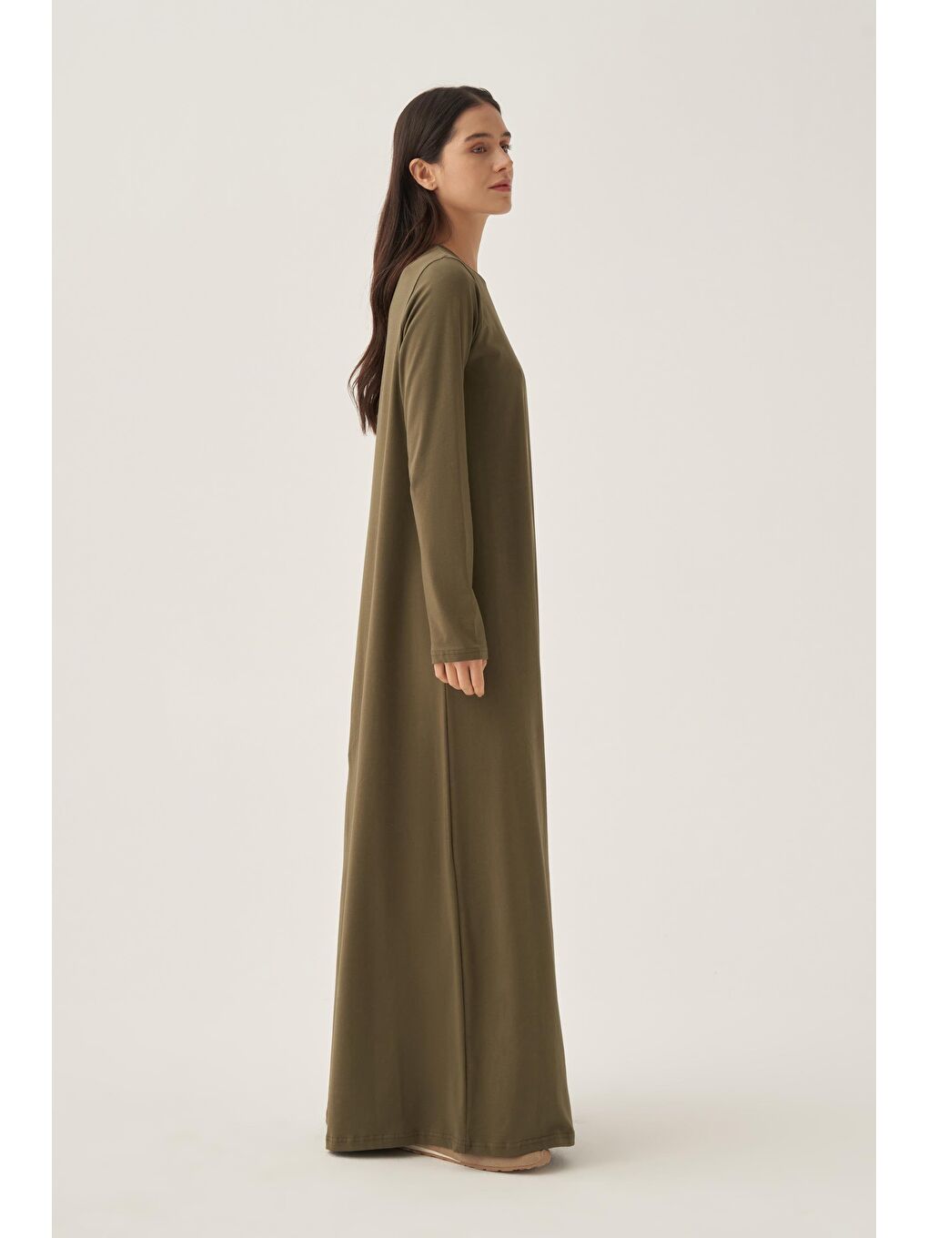 Haki Uzun Kollu İçlik Elbise-2
