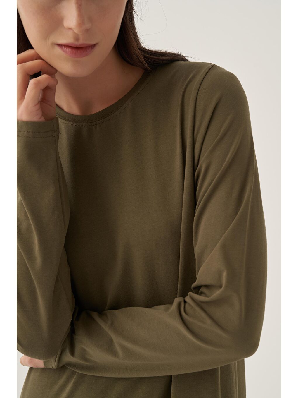 Haki Uzun Kollu İçlik Elbise-4