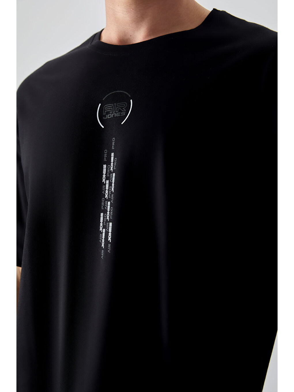 Siyah %100 Pamuk Kalın Yumuşak Dokulu Oversize Fit Baskılı Erkek Tişört - 88355-1