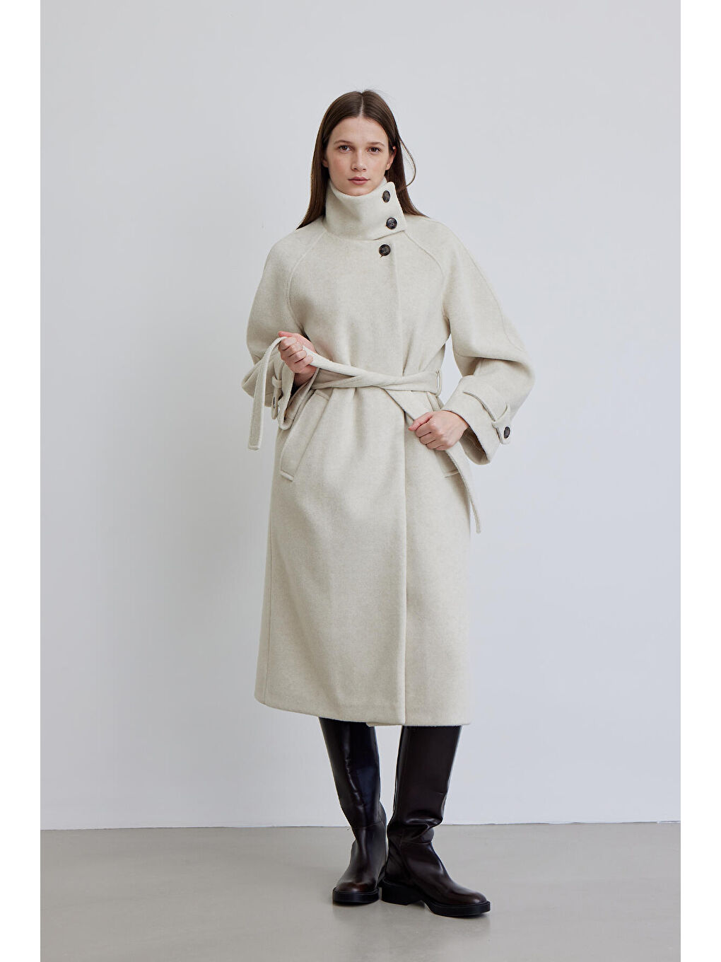 İza Premium Kaşe Kaban Bej