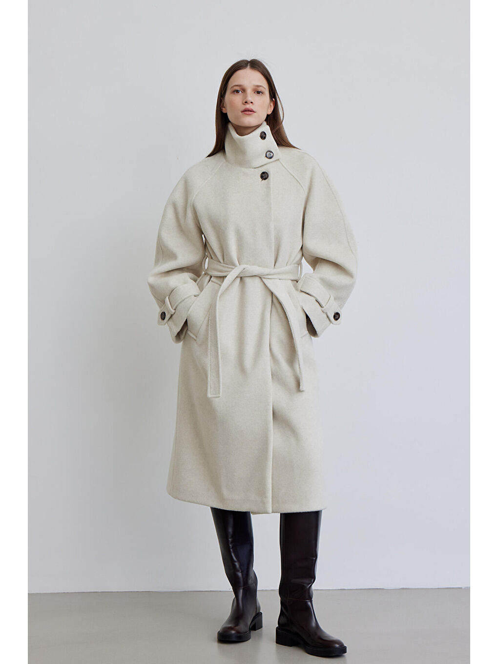 İza Premium Kaşe Kaban Bej-3