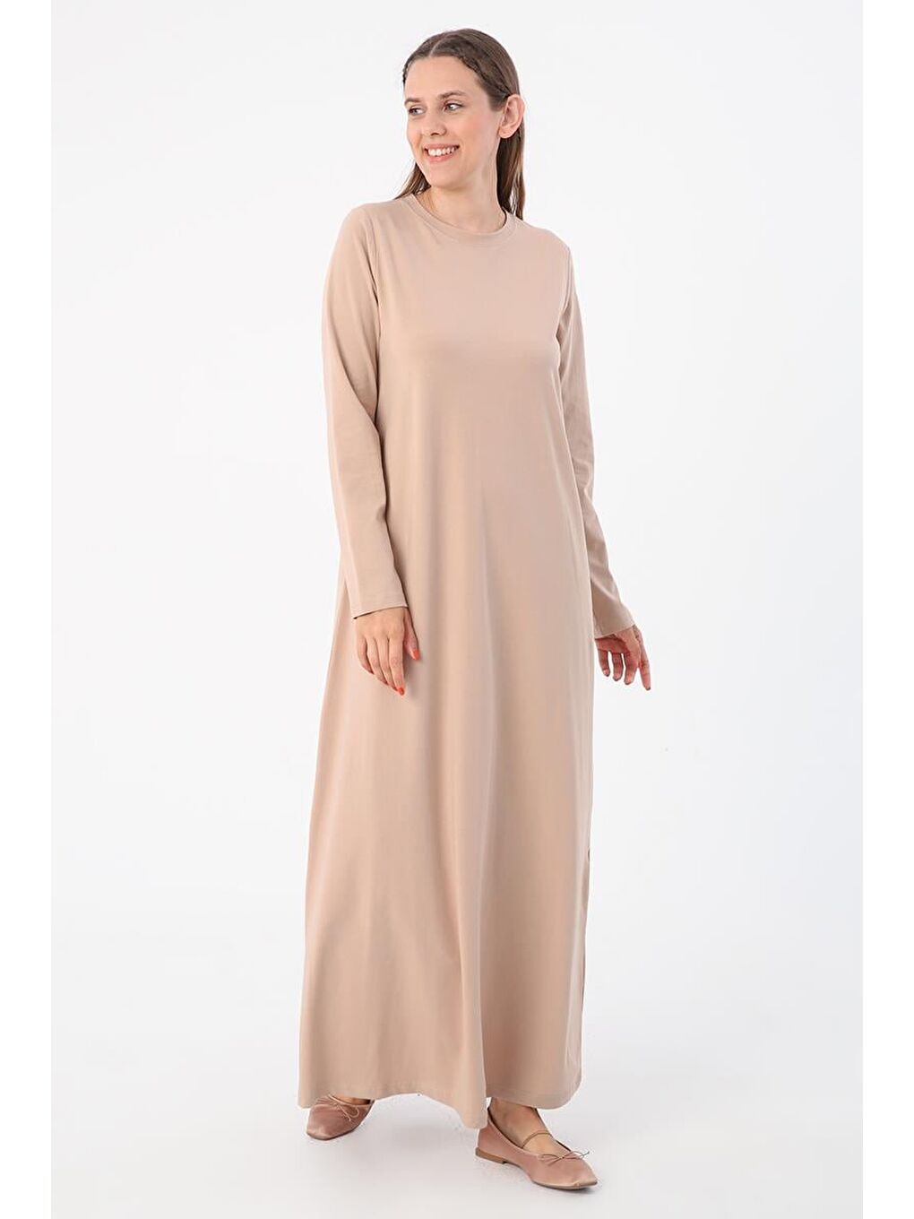 Bej Uzun Kollu İçlik Elbise-2
