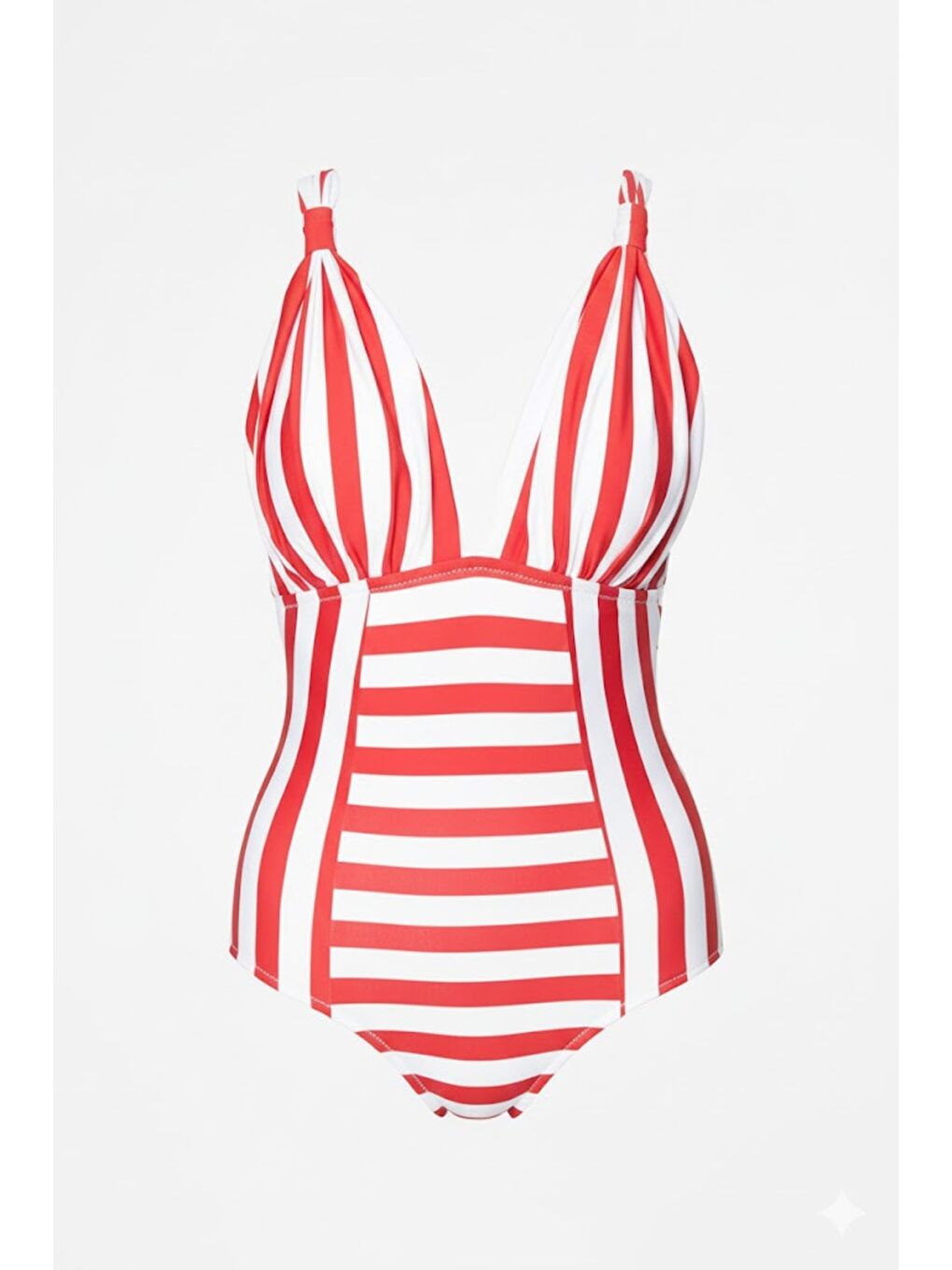 Dekolte V Yaka Mayo 7729 Kırmızı/Beyaz