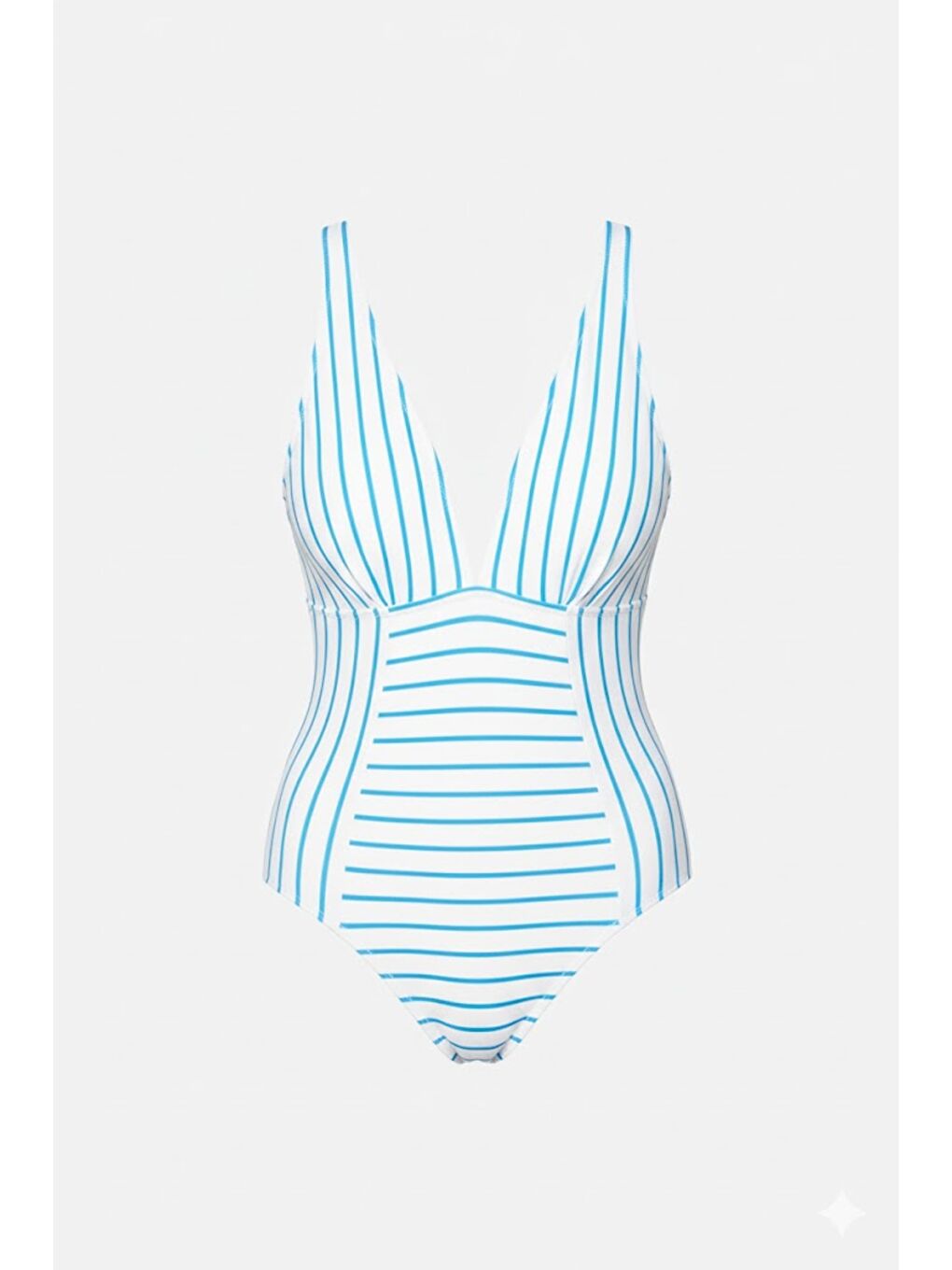 Dekolte V Yaka Mayo 7729 Beyaz/Turkuaz