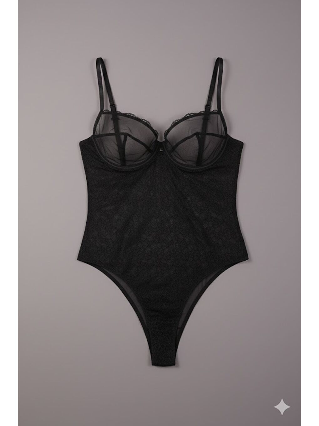 Desteksiz Dantelli Çıtçıtlı Body C15090 Siyah