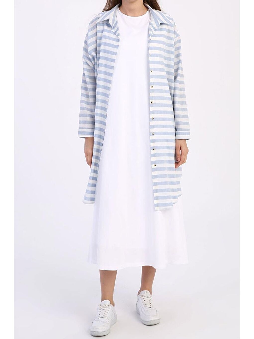 Beyaz Kolsuz Basic İçlik Elbise-5