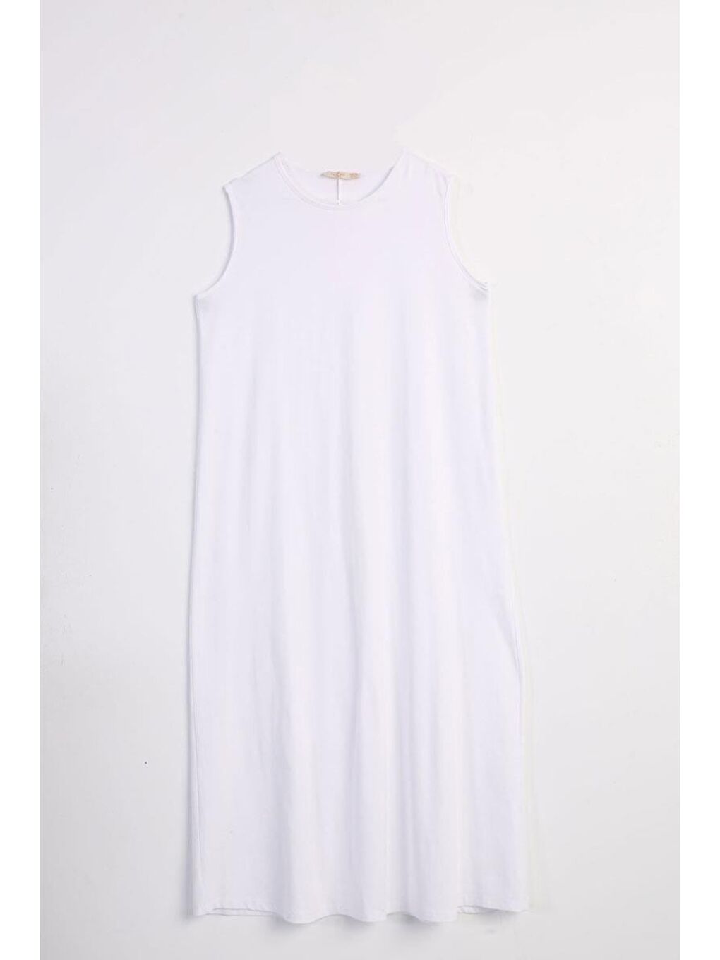 Beyaz Kolsuz Basic İçlik Elbise-6