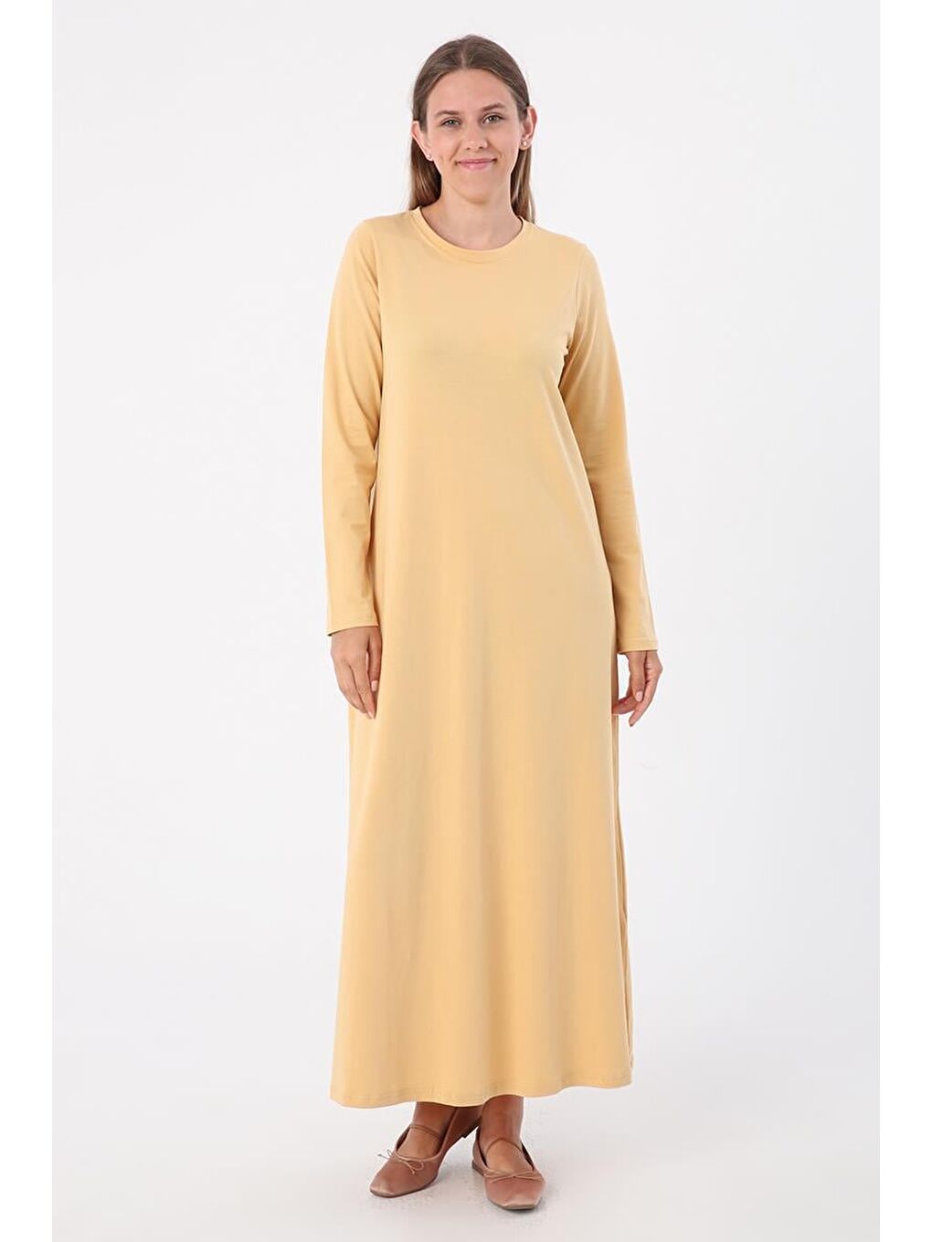 Sarı Uzun Kollu İçlik Elbise-1
