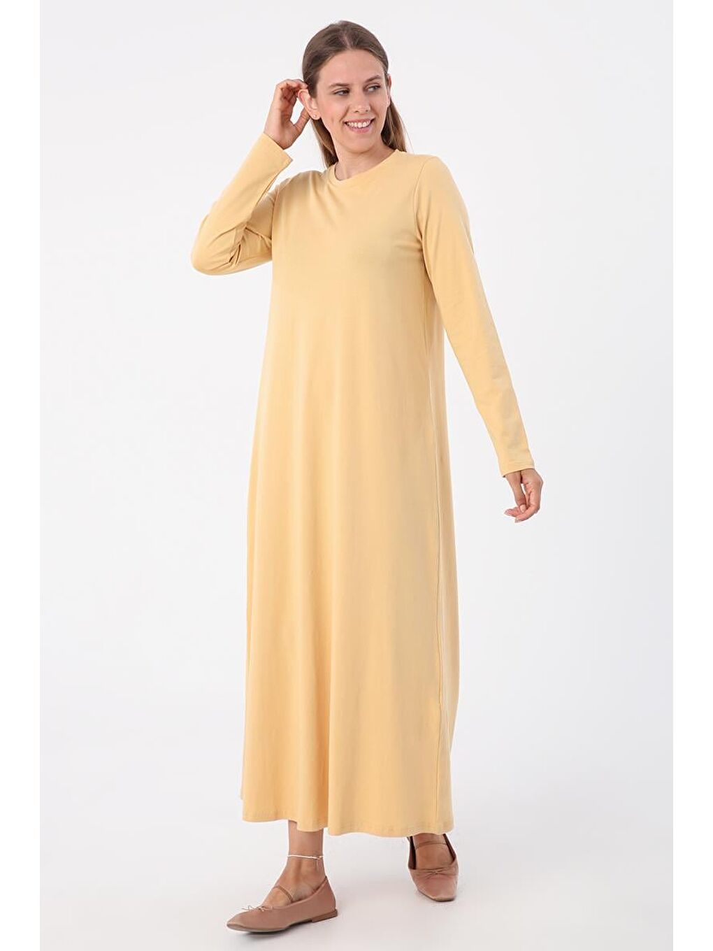 Sarı Uzun Kollu İçlik Elbise-2