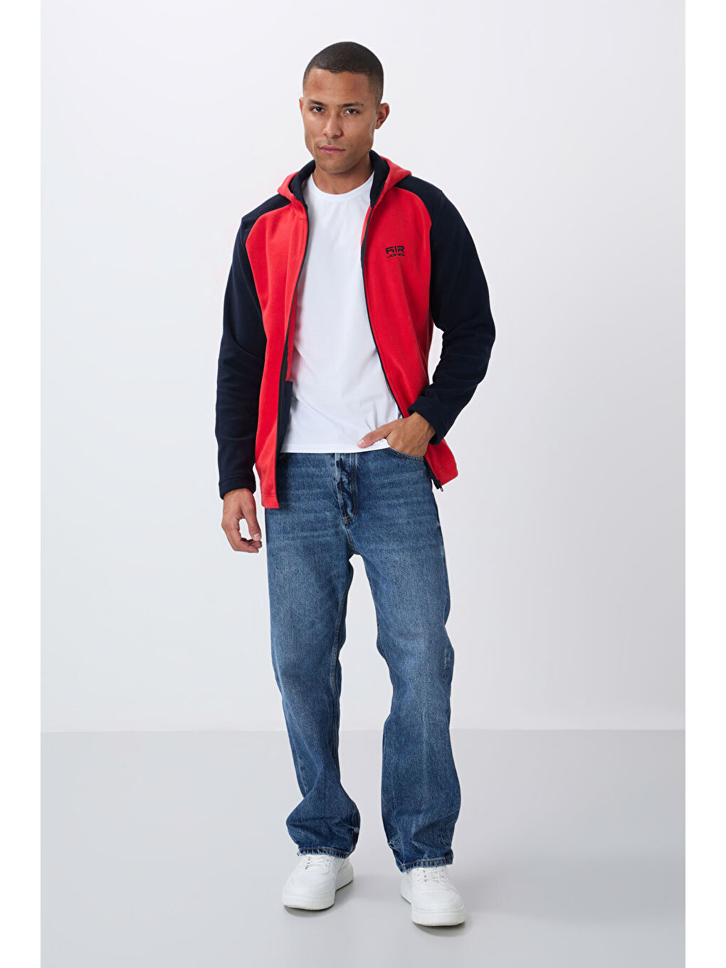 Kırmızı Connell Fiesta Rahat Kalıp Polar Erkek Fermuarlı Sweatshirt - 88313-1