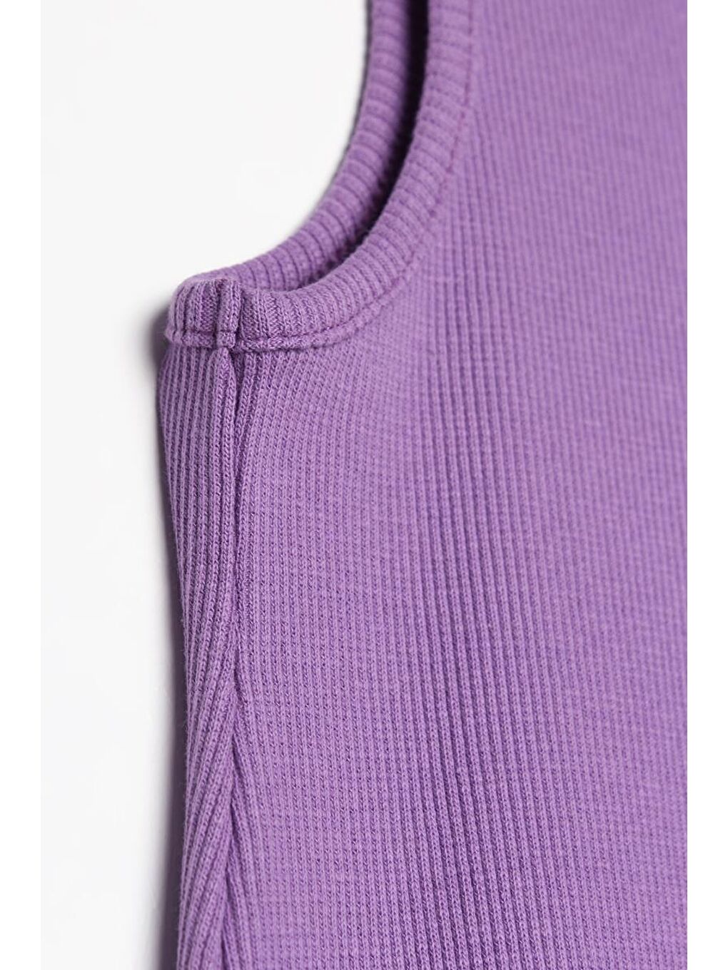 Mor Pamuklu Fitilli Kolsuz İçlik Elbise-4