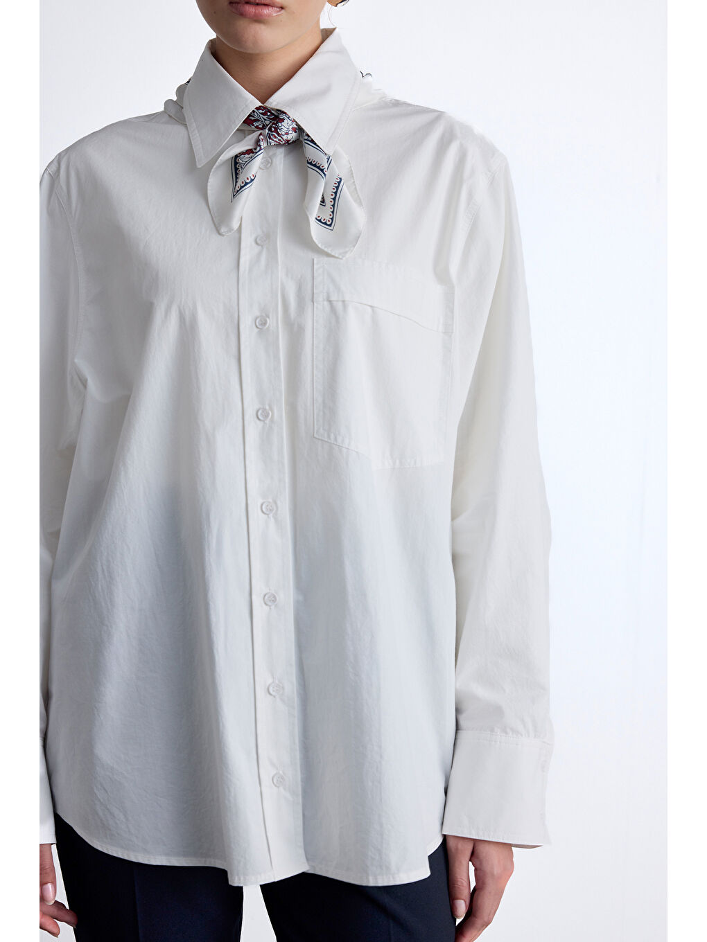 Pile Detaylı Oversıze Gömlek Ekru-4