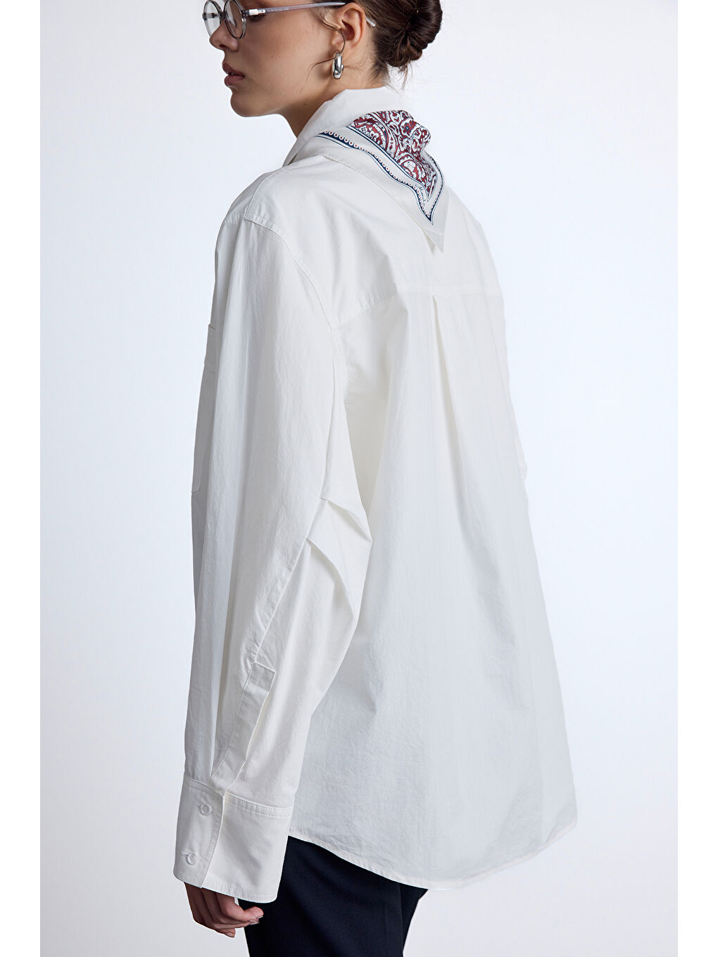 Pile Detaylı Oversıze Gömlek Ekru-5